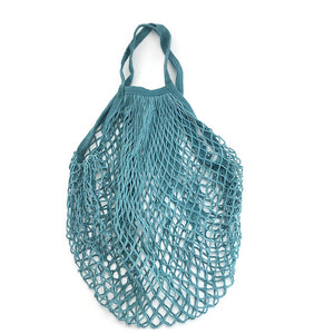 Portable Reusable Grocery Bags Fruit Vegetable Bag Washable Cotton Mesh String Organic Organizer Handbag Long Handle Net Tote