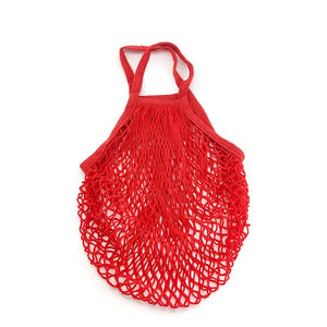 Portable Reusable Grocery Bags Fruit Vegetable Bag Washable Cotton Mesh String Organic Organizer Handbag Long Handle Net Tote