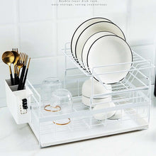 Load image into Gallery viewer, Aluminium Alloy Dish Rack Kitchen Organizer Storage Drainer Drying Plate Shelf Sink Supplies Knife and Fork Container
