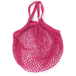 Portable Reusable Grocery Bags Fruit Vegetable Bag Washable Cotton Mesh String Organic Organizer Handbag Long Handle Net Tote