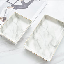 Load image into Gallery viewer, Ceramic Storage Tray Nordic Style Rectangular Marble Pattern Practical Decoration Home Space Saving Kitchen Food Jewelry Display
